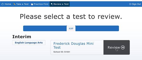 Student Portal test review screen