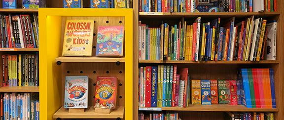 Library shelves full of books